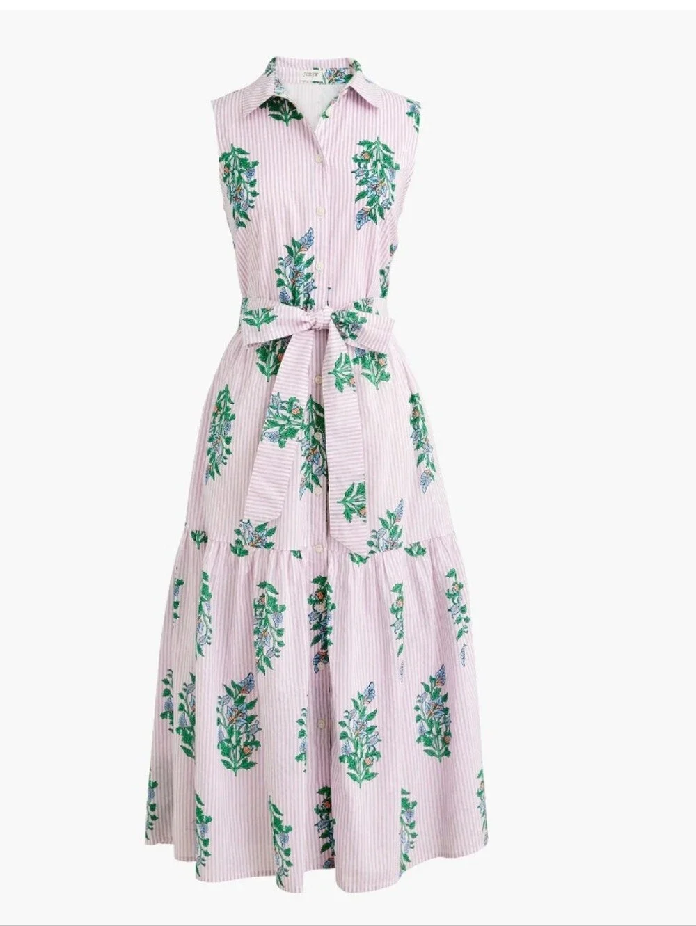 NWT J. Crew Dress Sleeveless Button Up 100% Cotton Collared Shirt Midi Floral